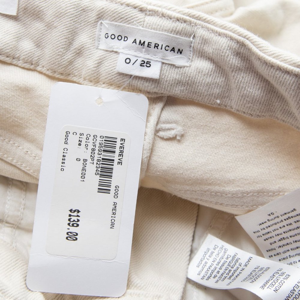Good American Jeans High Waist Good Classic Straight Leg Denim Cream 0 / 25 New - Picture 3 of 9